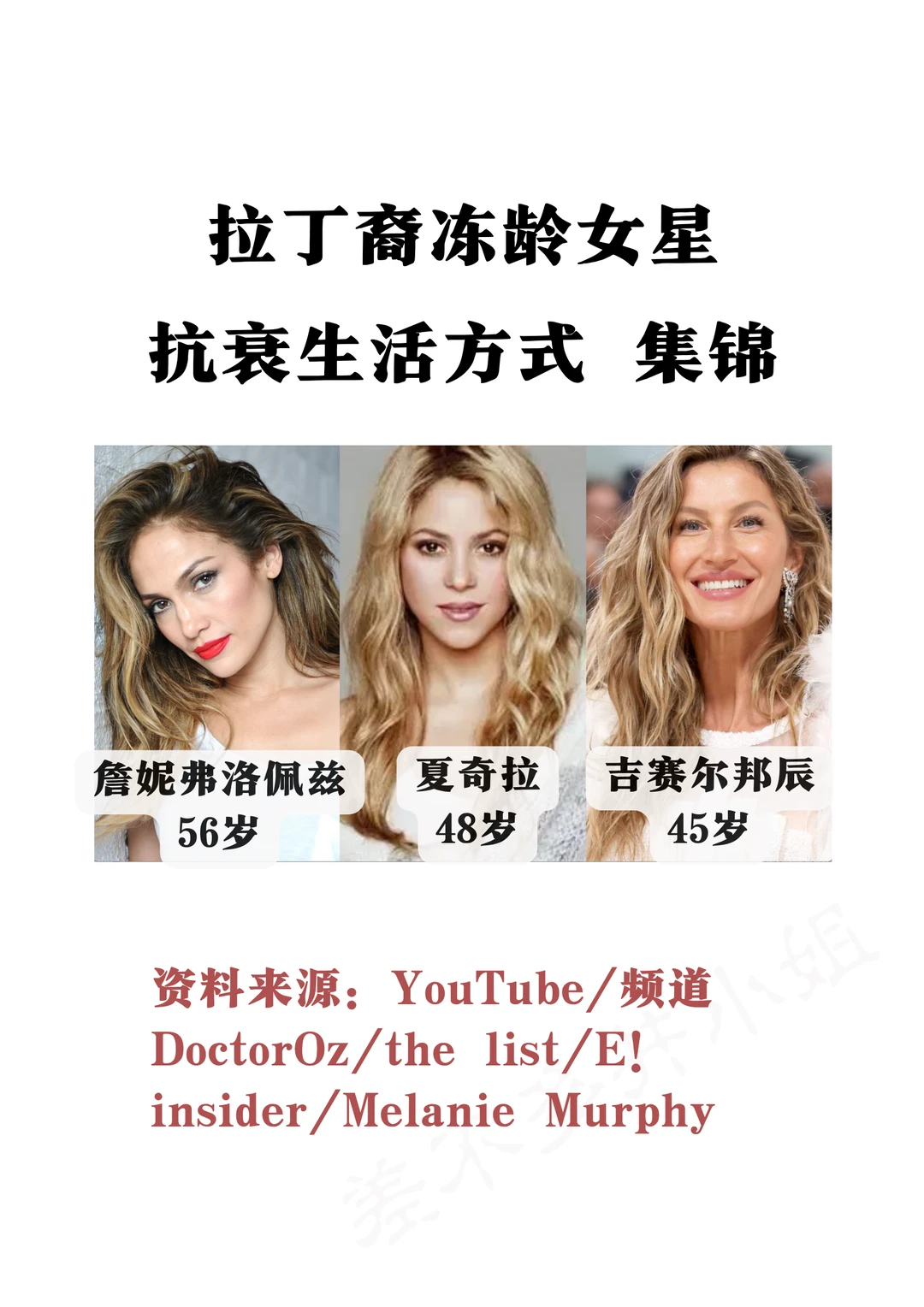 🔥拉丁裔女星：夏奇拉等 抗衰生活方式集锦✅