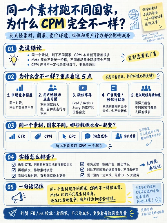 同一个素材跑不同国家，为什么CPM差这么多