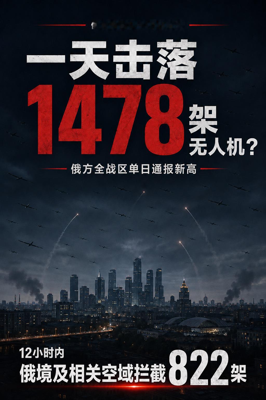 俄方称一天击落1478架乌军无人机，创单日通报新高

俄罗斯国防部8月16日发布战报称，俄军防空力量在过去一天内击落1478架乌克兰固定翼无人机，刷新俄方自俄乌战争全面爆发以来公布的单日最高纪录。

除无人机外，俄方还声称击落9枚乌克兰“火烈鸟”远程巡航导弹、14枚制导航空炸弹和1枚“海马斯”火箭 ​