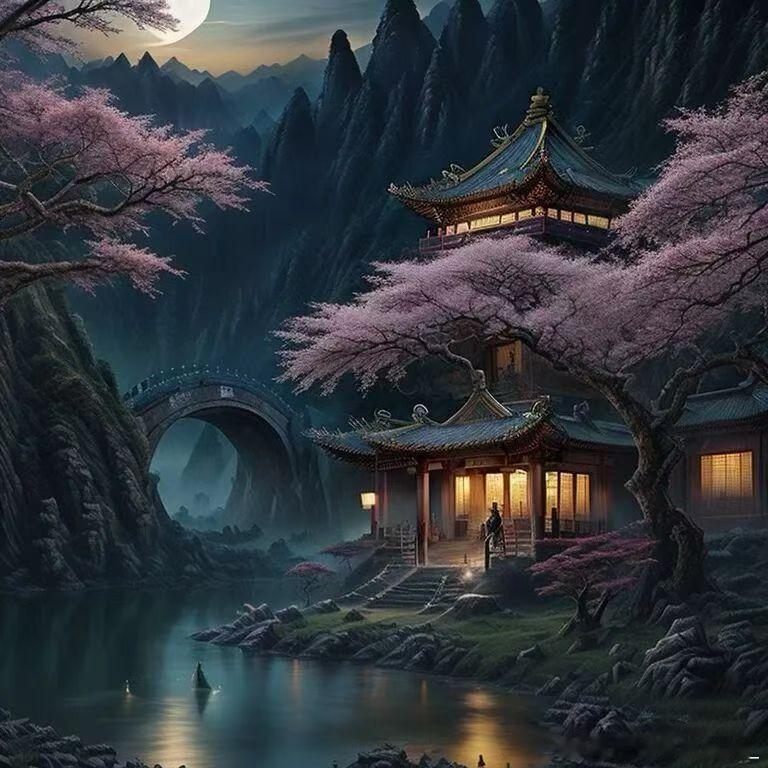 ～[愉快][爱心]～“岸迥重重柳，川低渺渺河。不愁南浦暗，归伴有姮娥。...