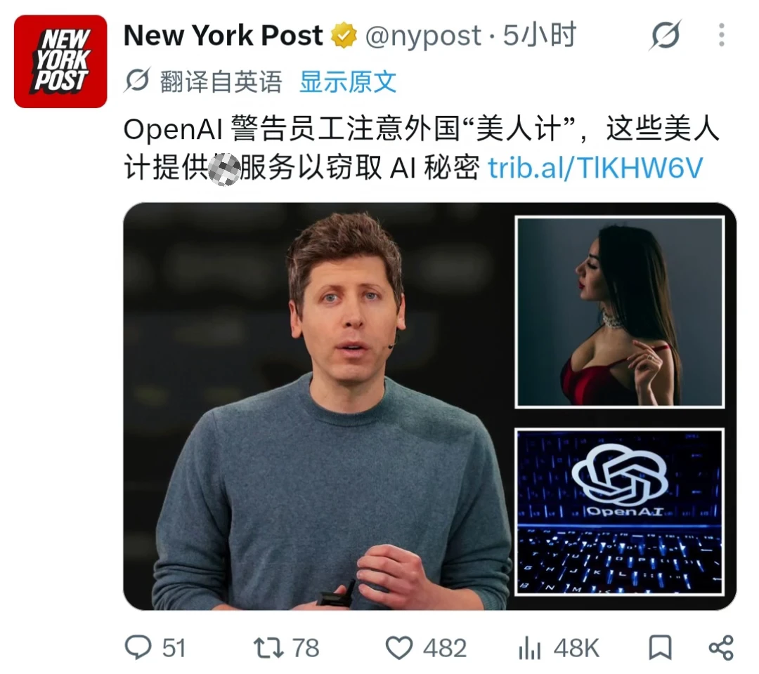 在OpenAI上班要小心“美人计”，6分美女不要信