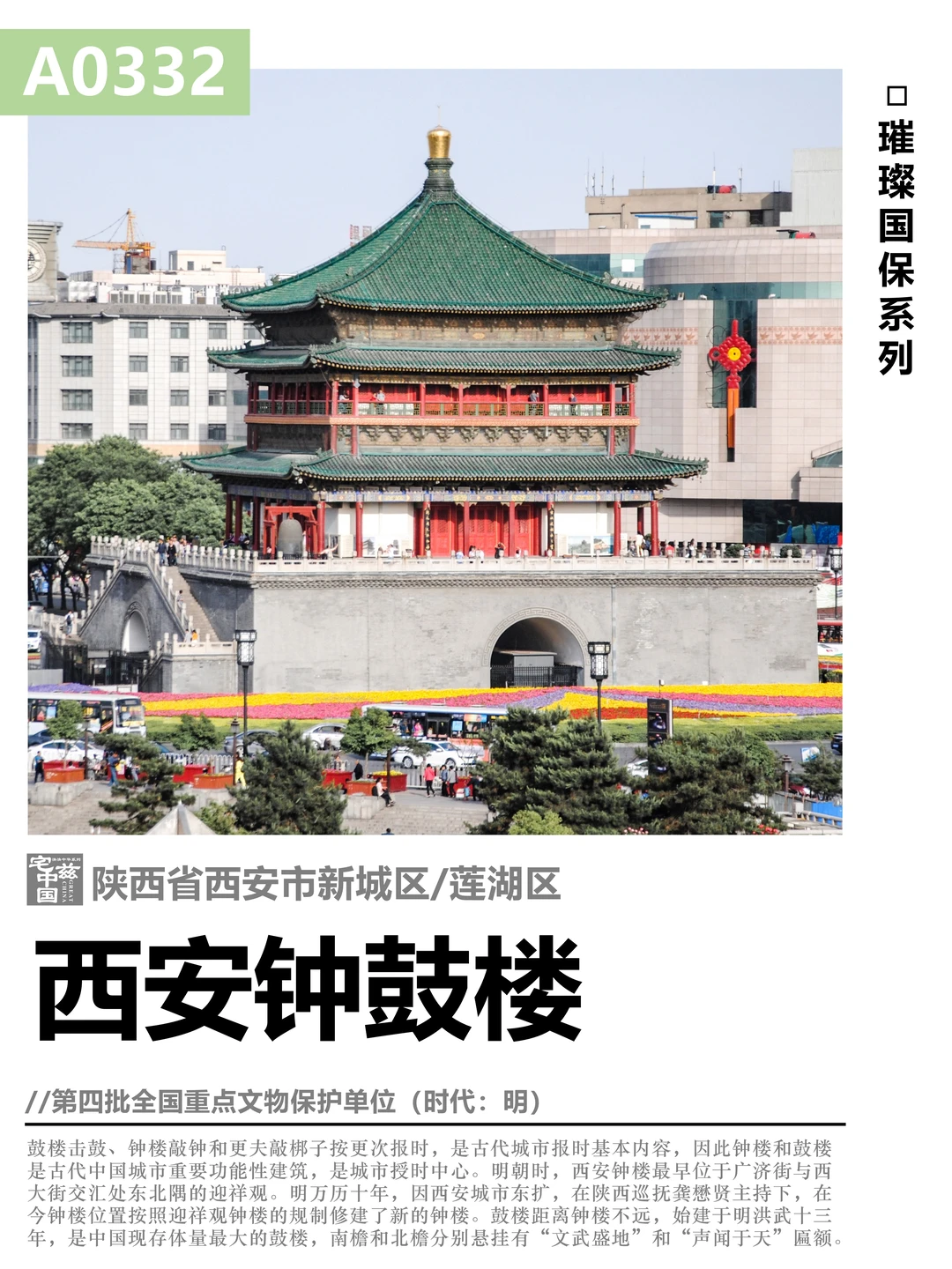 A0332西安钟鼓楼，明清西安古城的时间中心