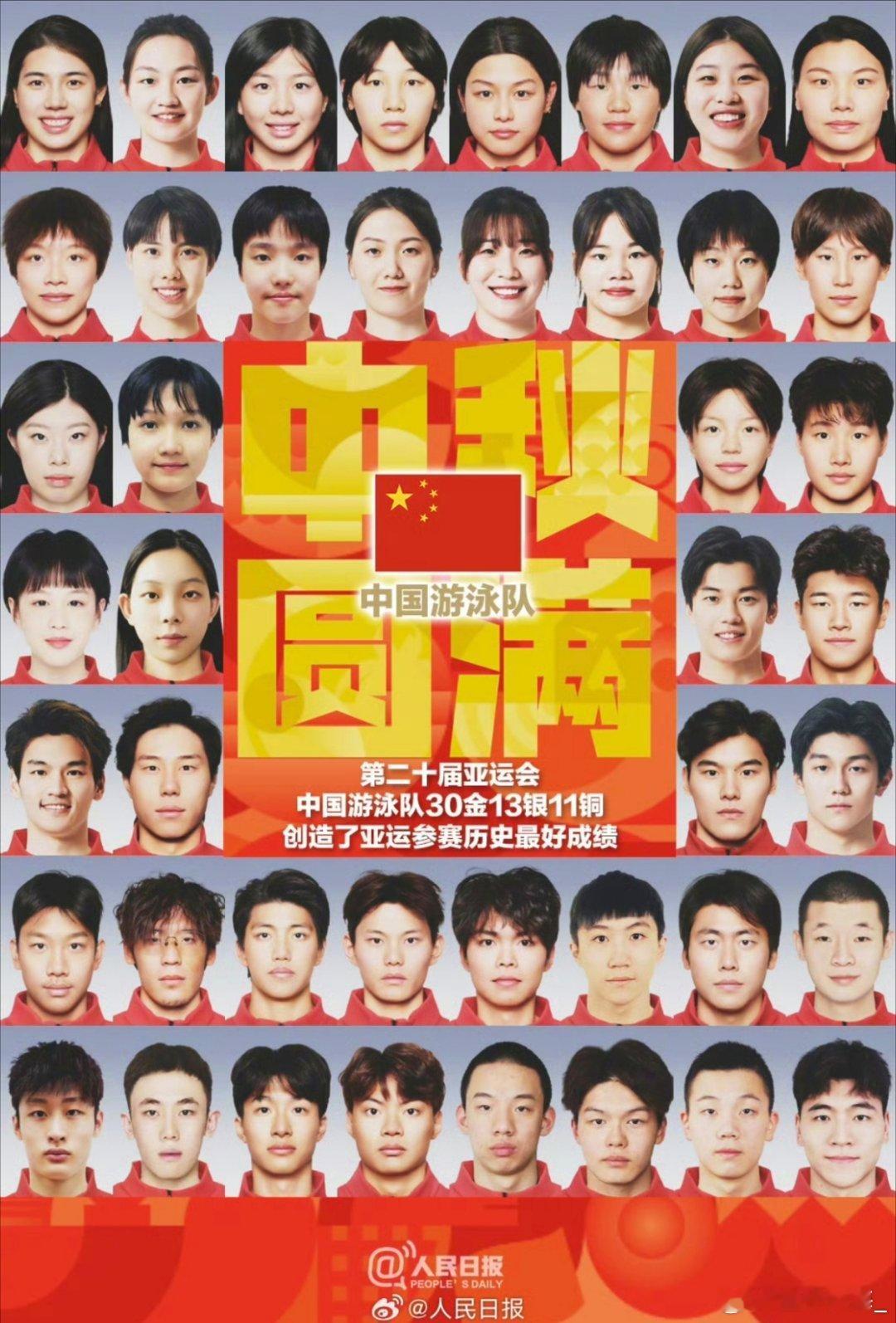 历史性突破🔥中国游泳队亚运游泳收官拿下30金！
名古屋亚运会游泳项目全部结束，30金13银11铜，金牌数超越杭州亚运，刷新队史亚运最好成绩。
碧波赛道上一次次冲刺，全力以赴，为国争光，太棒了！
#中国游泳30金13银11铜收官# ​