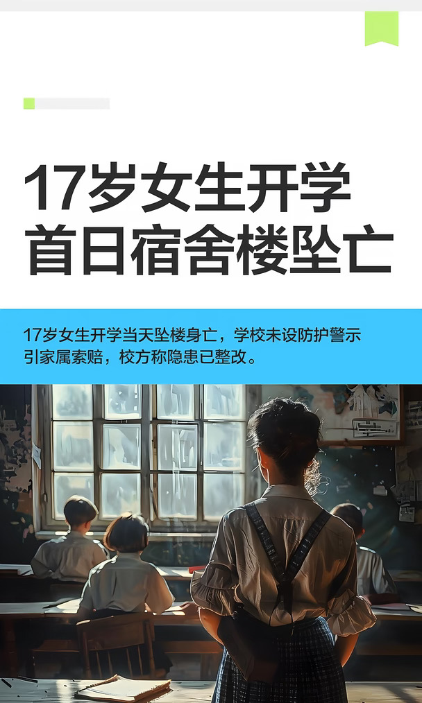 17岁女生开学首日宿舍楼坠亡
