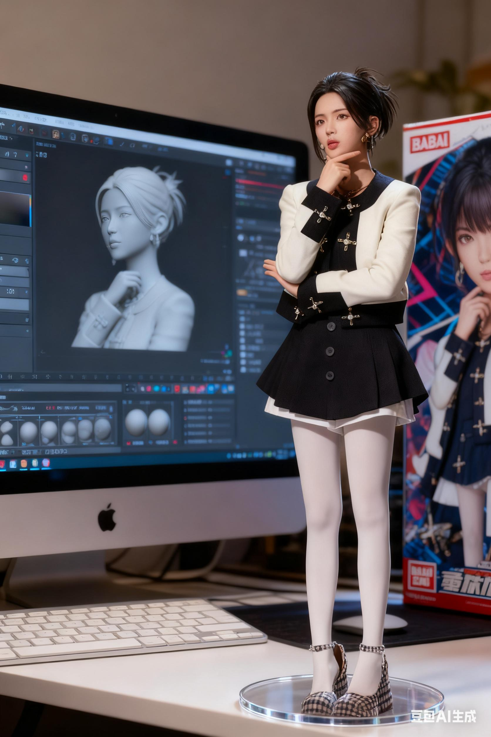 杨超越的丝袜写真简直太绝了！黑色油丝丝袜搭配高跟鞋，她微微一翘的姿态...