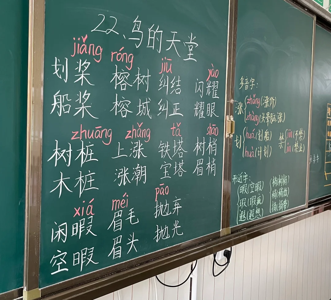 五上语文第22课《鸟的天堂》生字板书