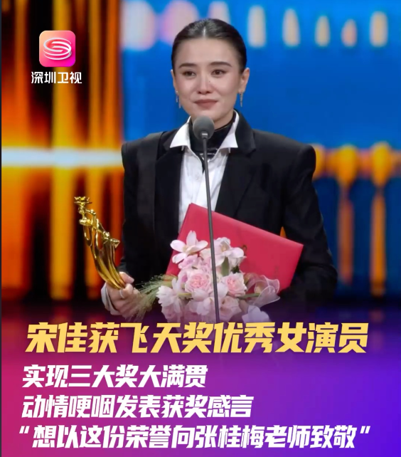 凭借一部剧，拿下国内电视“飞天、白玉兰、金鹰”三大奖项，宋佳绝对是内娱第一人。
然而昨晚飞天视后颁给宋佳后，她却引起了不小的争议，并不是因为她一串三，而是前几次得奖，她就有不小的争议。

2012年，白玉兰电视节，宋佳和孙俪相遇了， 两人一人拿着一部重磅剧，《悬崖》和《甄嬛传》，最后宋佳胜出，孙俪输