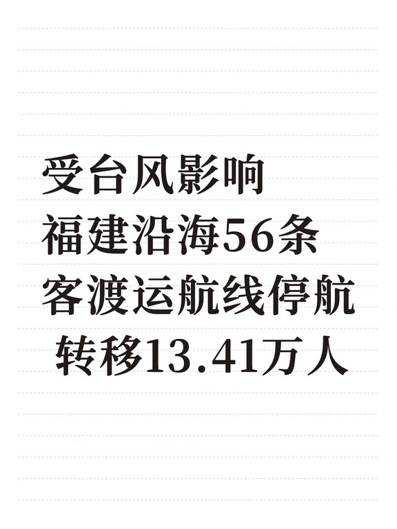 受台风影响 福建沿海56条客渡运航线停航