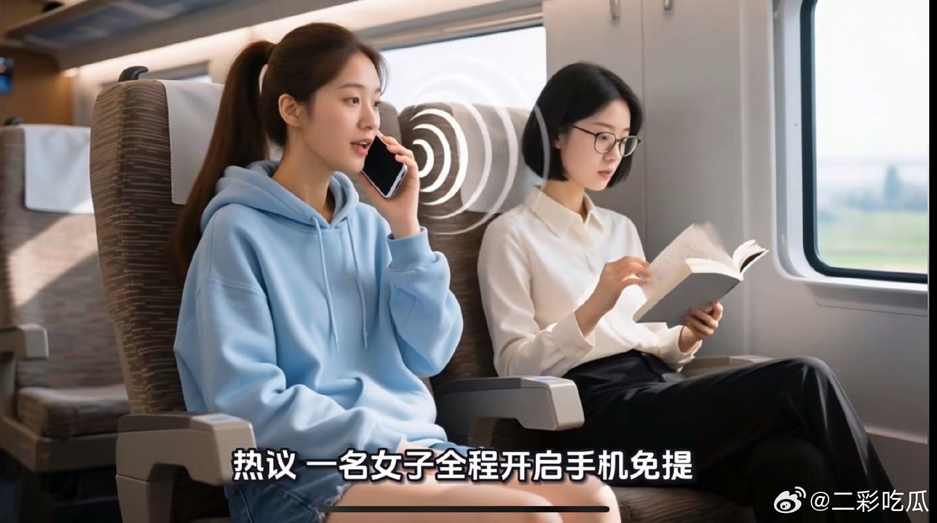 10月14日，12306及铁路部门正式回应女子高铁开免提打1小时电话事件，明确乘务员无执法权只能劝阻，上铁南京客运段通报称乘务员介入后已平息争吵、涉事女子最终挂断电话。  一、事件回顾：车厢冲突经过-