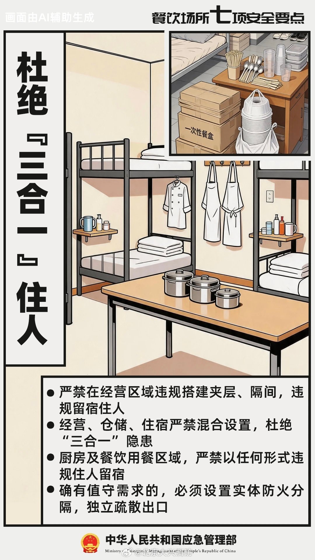 #北京大兴消防[超话]##让我们一起来学习# 餐饮场所七项安全要点，让我们一起来学习！ ​
