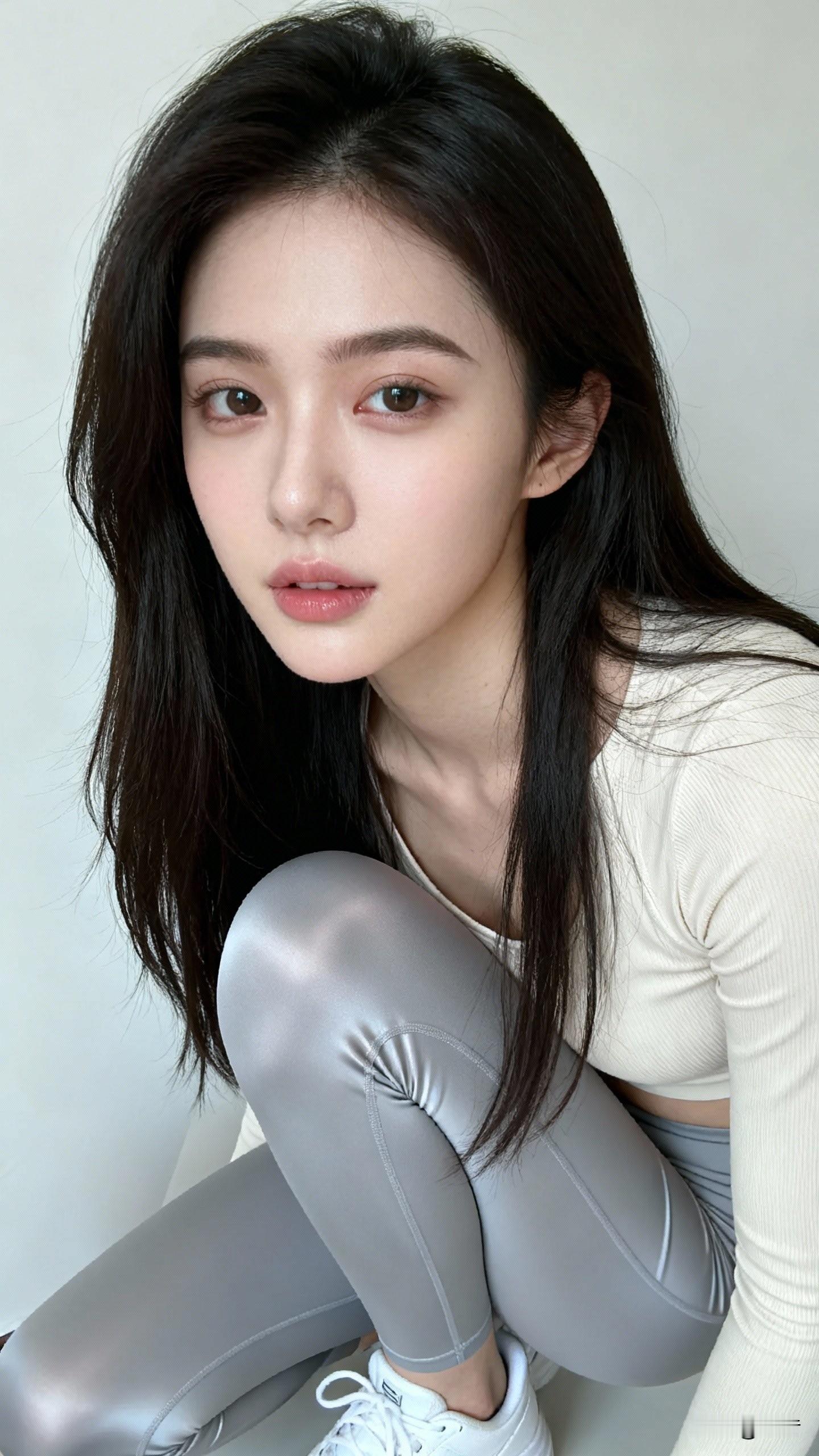 这身浅灰瑜伽裤也太显腰臀比了 随手扎个头发都好温柔 原来最舒服的状态最好看