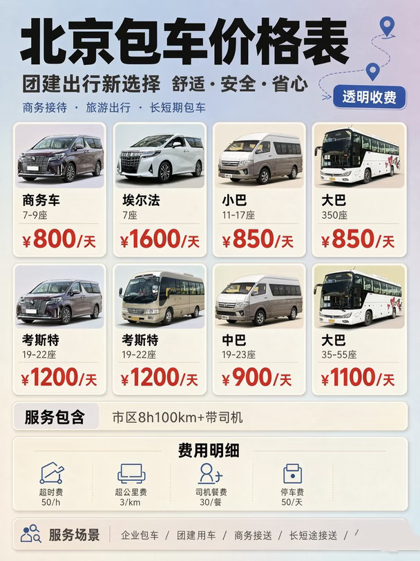 北京包车带司机怎么选❓附北京包车价格表