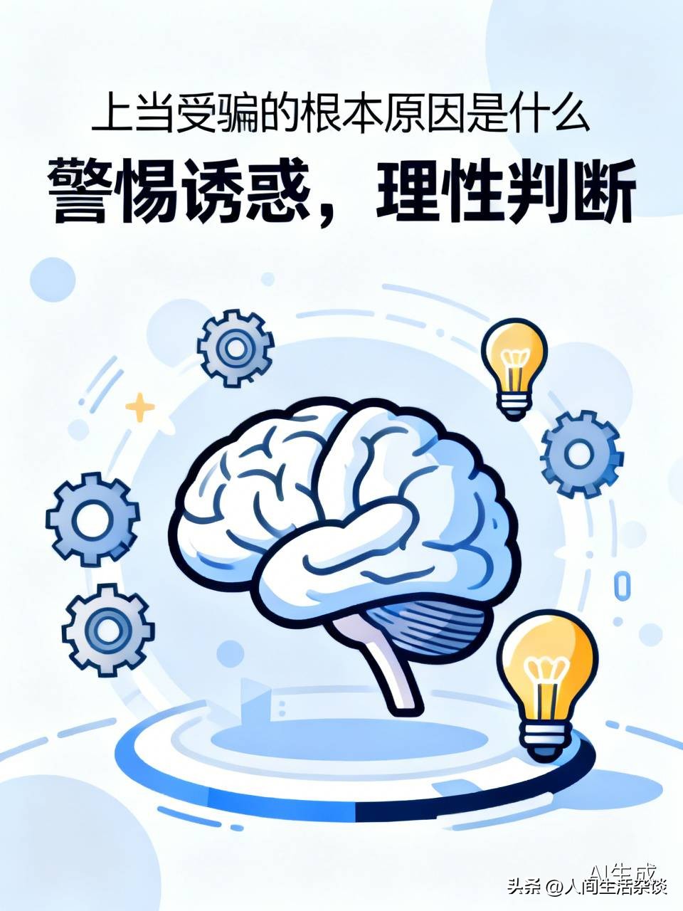 人之所以会上当受骗，本质不是骗子手段多高明，而是自身认知、心态与防备意识出现了4个关键漏洞。
很多人会觉得，被骗都是因为骗子太狡猾。现实当中，绝大多数受骗事件，并不是骗局无懈可击，而是当事人自身存在短板。有统计显示，80%以上的受骗案例，都和受害者的心理弱点直接挂钩，并非单纯因为对方套路新颖。
第一