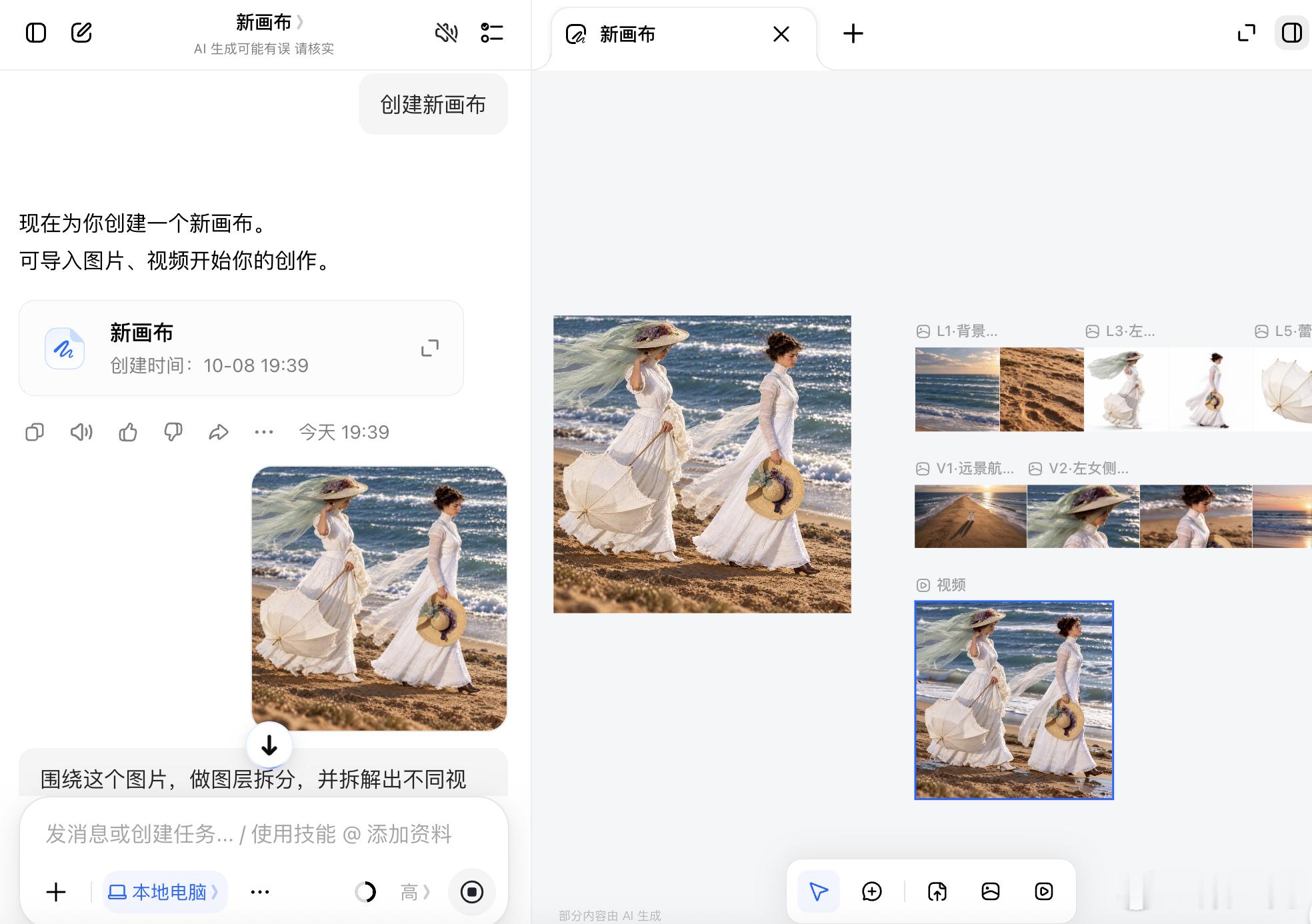 最近用豆包处理图片素材，发现它多了个画布功能。把素材导进去后，可以直接拆图层，也能把不同视角摆在一起对比，不用在对话框里来回翻。这个功能用来整理创意和方案挺顺手。这段时间豆包工作的更新频率也很高，侧边工作台、Mac远程操作、多Agent并行这些陆续上线，隔几天就能看到新变化。用下来感觉它 ​