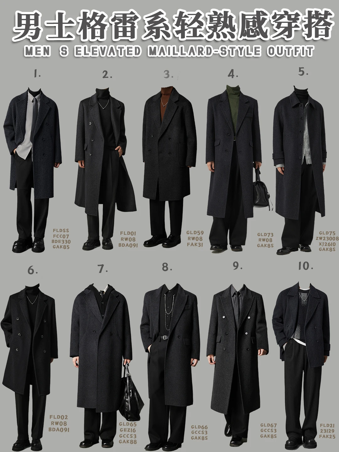 10 套轻熟男秋冬格雷系羊毛大衣高智感穿搭