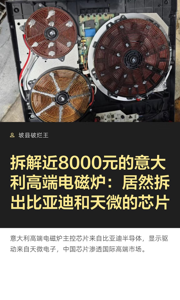 拆解近8000元意大利电磁炉：惊现国产芯片
