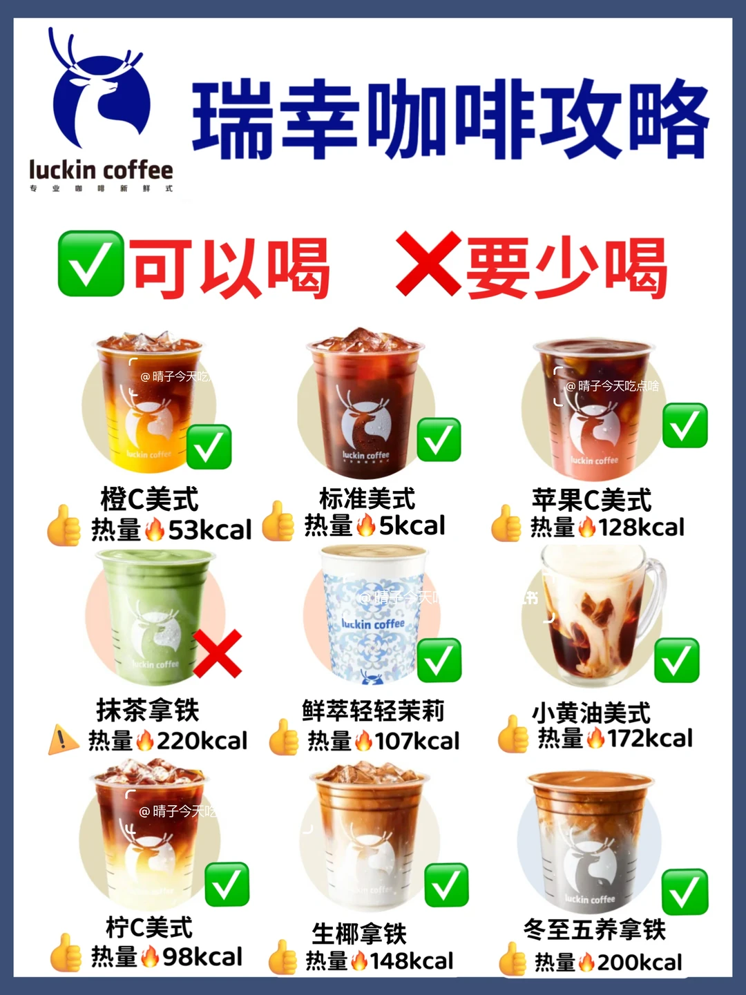 瑞幸‼️超全热量汇总（含新品！）