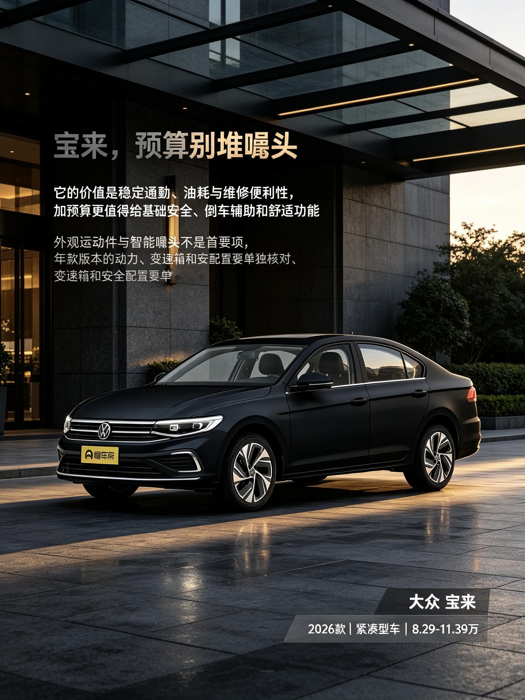 大众宝来：家用代步看重稳定省心，不用盲目追求花哨外观配置。预算优先给到安全和实用功能，够用才是王道。【来自懂车帝车友圈】