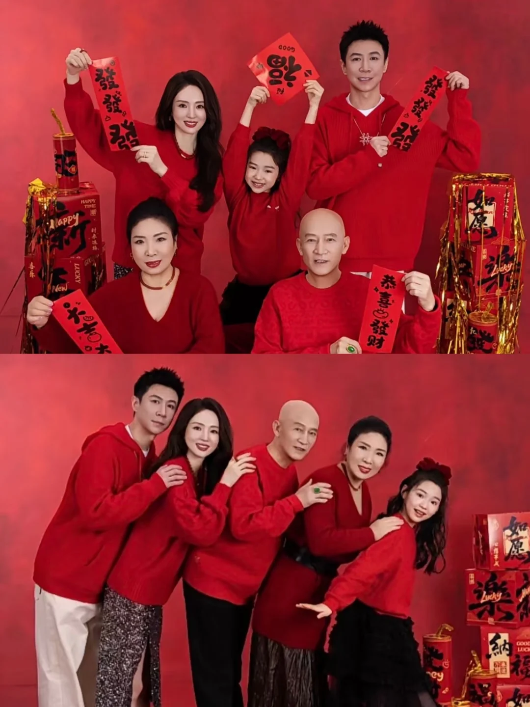 董璇新年全家福❗张维伊完全融入这个家