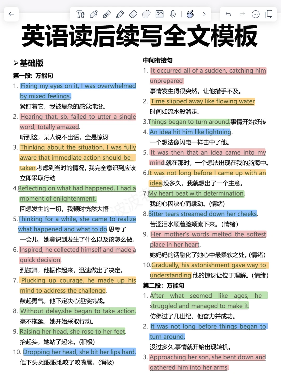 太顶了！读后续写全文模板！用上！写作变高级