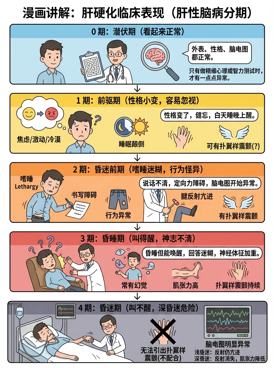 阿虎医考笔记📝｜肝硬化分期表现