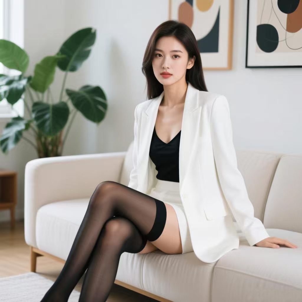 闺蜜西装搭黑丝，在我面前轻盈一转，满脸都写着“快夸我”。  她：“别眨...