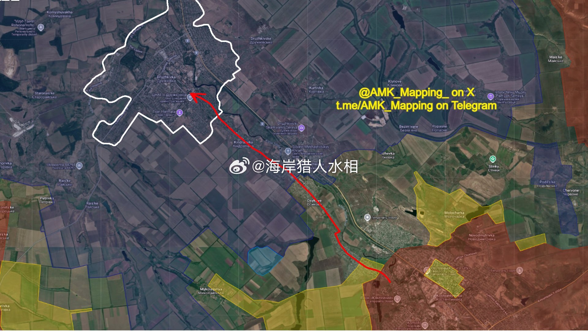 AMK:昨天，一支俄方侦察突击小组（DRG）从科斯蒂安蒂尼夫卡出发，成功渗透到乌方防线后方至少10公里，并在德鲁日科夫卡市干掉3至4名乌克兰无人机操作员。在遭到伏击时，这些无人机操作员身无武器，没有预料到任何袭击，他们当场没了。

这起事件发生在大多数乌方无人机操作员从奥列克西耶夫-德鲁日科夫 ​