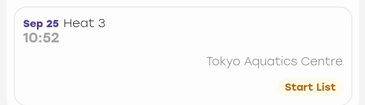 #名古屋亚运会# 小硕的最后赛程日
 #张展硕# 男子400米自由泳
预赛 9:52左右 3组4道
决赛17:52左右
劳模铁人张向他的第七块金牌发起冲击
[话筒]目前小硕男子400米自由泳最好成绩是在中国公开赛上游出的3分41秒55
📝亚洲纪录为3分40秒14(孙杨)
📝世界纪录为3分39秒96(马腾斯)
📝今年世界最好成绩 ​