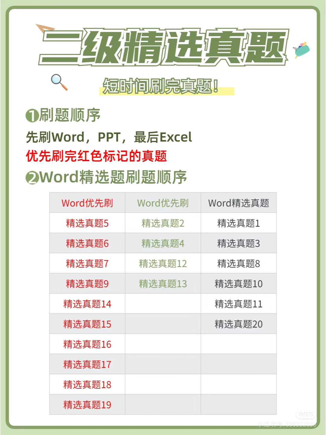 25年3月计算机二级MS WPS必刷题❗备考计划