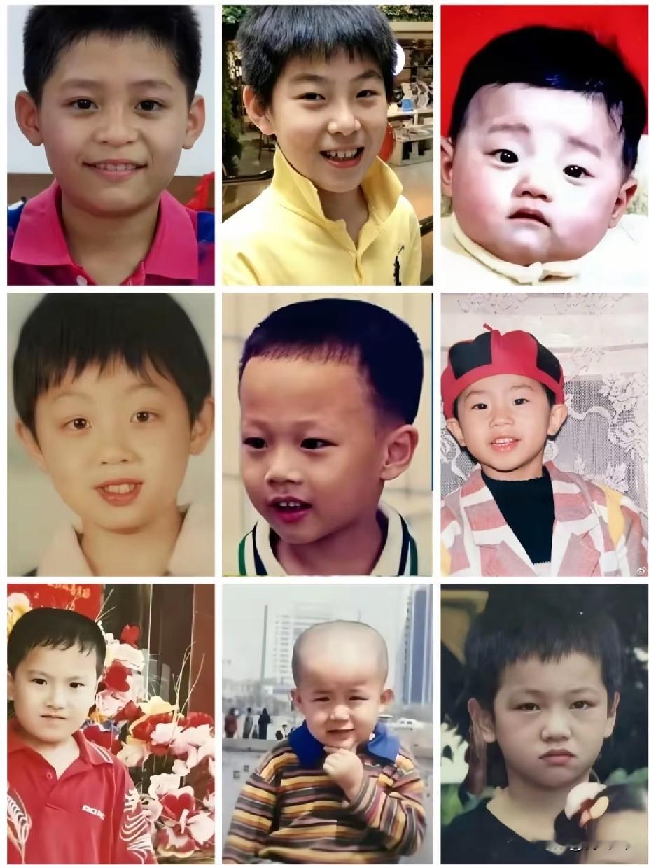 这张图，能全部认出来的都是资深球迷吧！
林诗栋、温瑞博、梁靖崑、樊振东小时候和现在没什么变化，一眼就能认出来。
图4和图5我竟然认错了，我以为是陈垣宇和袁励岑，说真的有点像。
马龙小时候就是很乖巧的模样，难怪秦指导会说：不知道大家为什么会认为马龙乖的，是从面相吗？这脸分明就是乖乖仔的脸呀！
梁靖崑家