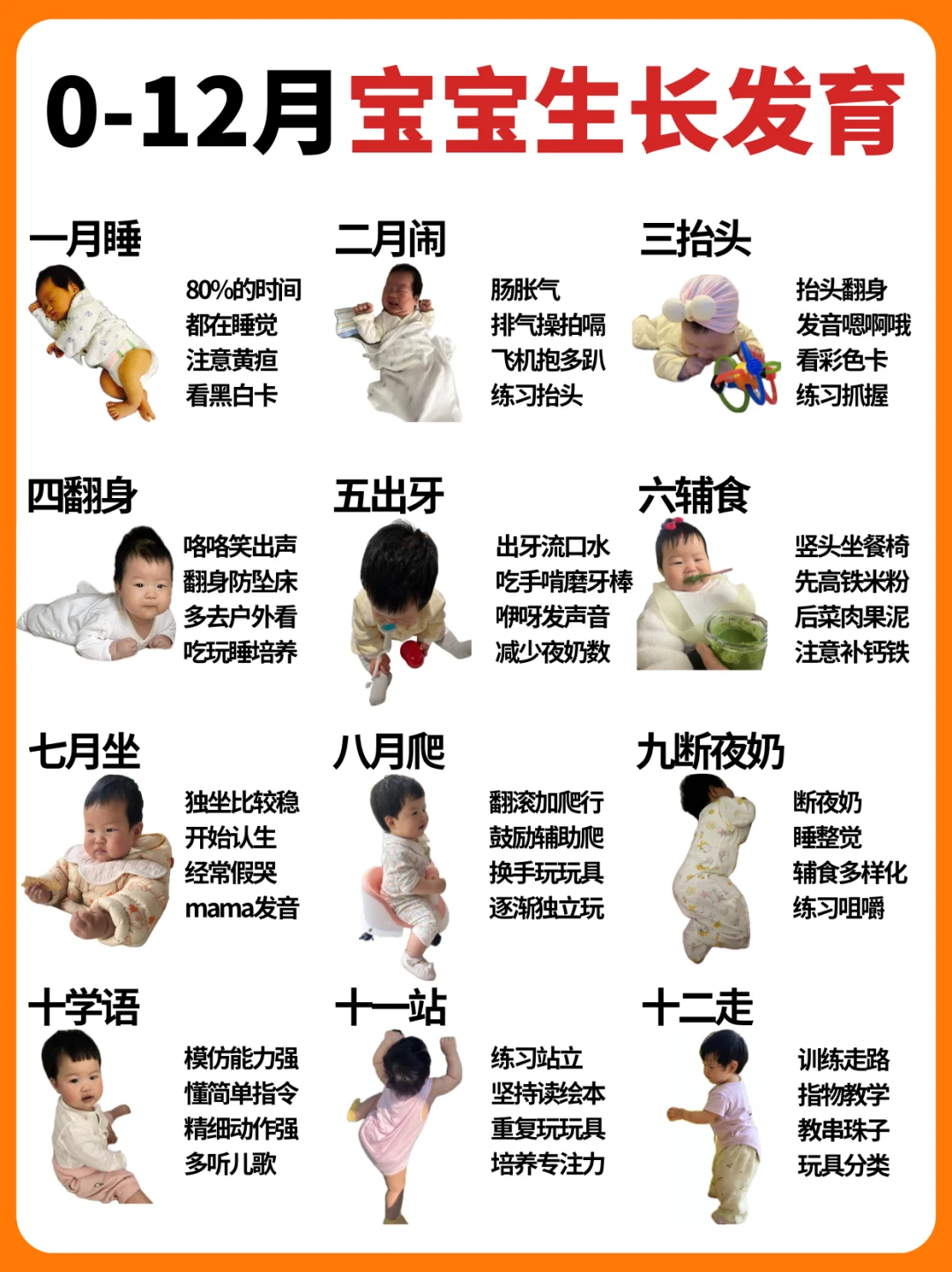 0-12月龄宝宝发育进程✅新手爸妈必看