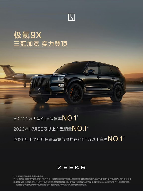 #极氪9X #极氪009 豪华双旗舰，保值率&销量&口碑三冠加冕
感谢对中国旗舰的信任与推荐
推荐人可享 11,000 极分，被推荐人可享 20,000 极分
感恩信赖，旗舰同行
#极氪 #衢州极氪家 #以实力驭万象 #豪华与科技 #新时代汽车#新能源汽车