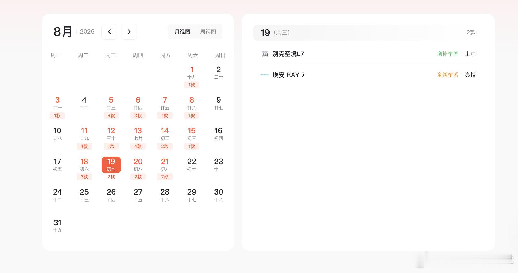 新出行同学播报：今天有埃安Ray7与别克至境L7的发布会～

#埃安ray7##别克至境L7# ​