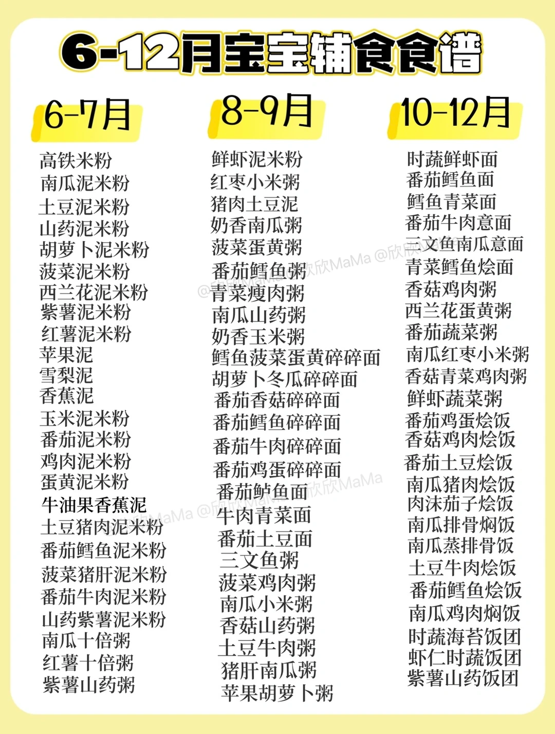 6-12月宝宝辅食食谱！附详细做法收藏✅