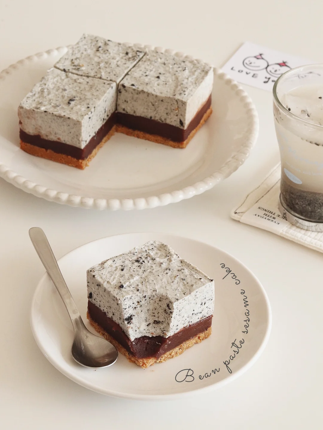 一次享受多重口感‼️豆沙黑芝麻芝士蛋糕🉑
