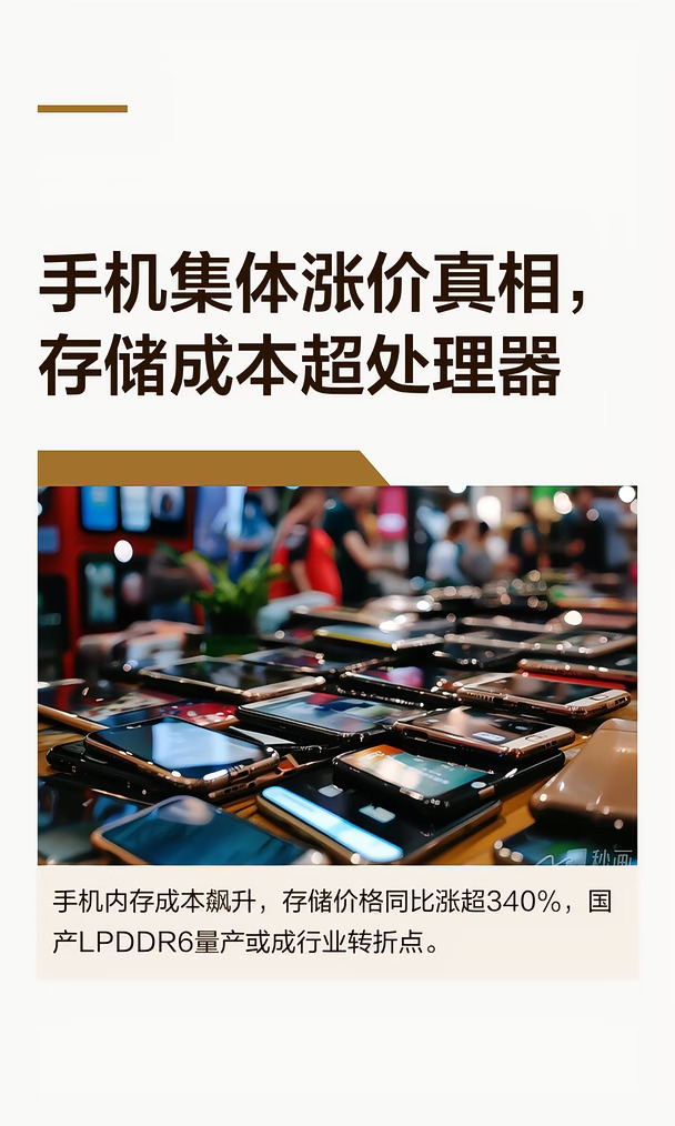 手机集体涨价真相，存储成本超处理器
