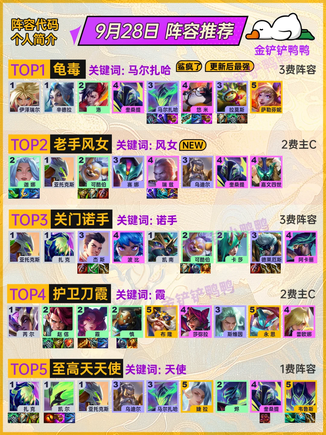 上分推荐！9月28日 最新阵容推荐来啦