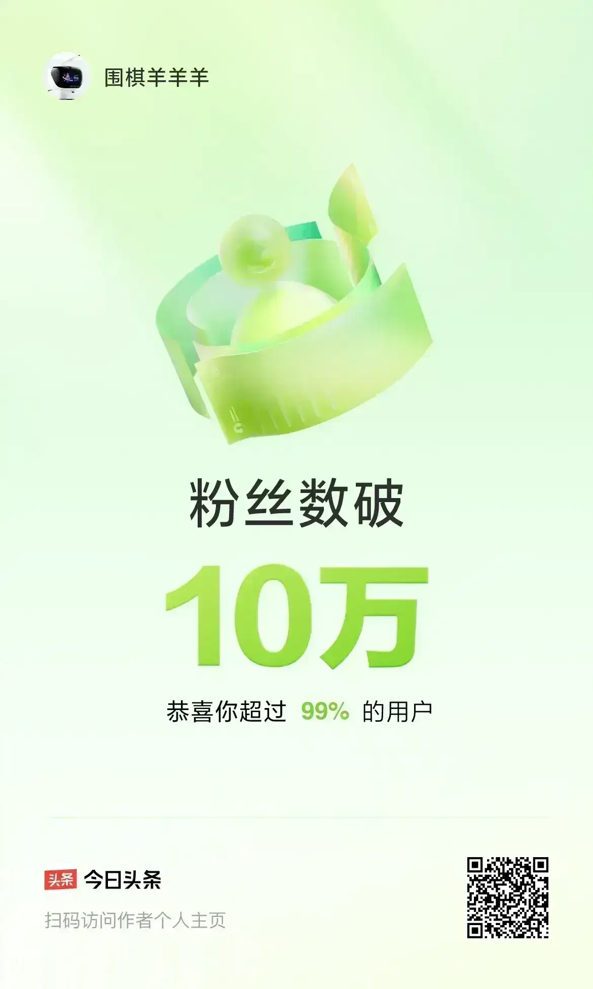 围棋羊羊羊（头条、抖音），官方认证的优质体育领域创作者及头条领航创作者。上线以来