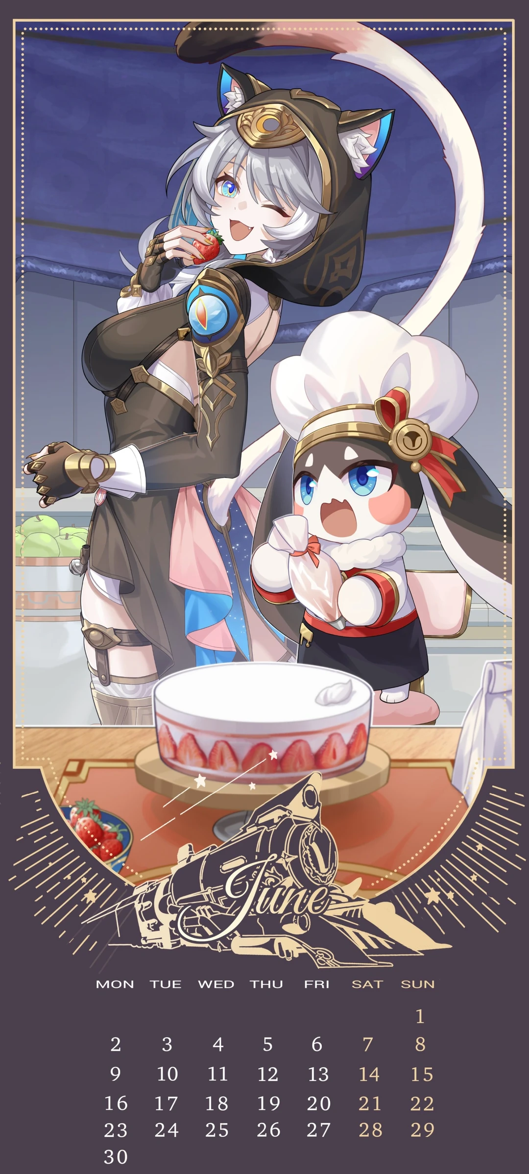 🍰猫猫六月份日历新图！偷吃帕姆的小蛋糕