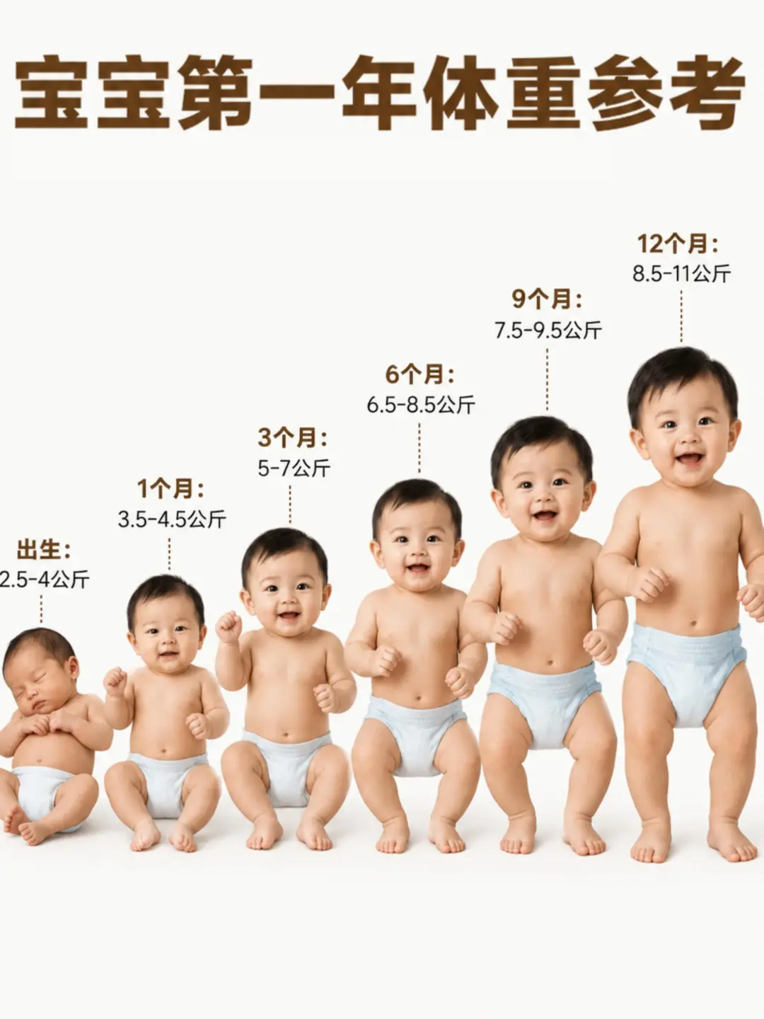 宝宝第一年宝宝体重参考，附新生儿说明书
