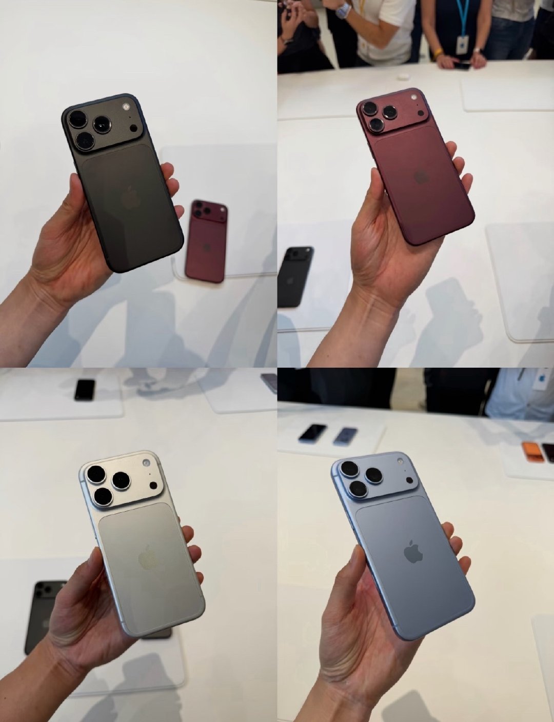 iPhone18Pro颜色个人评分：

觉得最好看的两个颜色：勃艮第酒红色 和 黑色

最稳最好搭配最低调的颜色：银色

相对最出戏的就是这个冰川蓝，太像80后秋衣秋裤内裤的颜色了[允悲]

勃艮第酒红看官网很一般，但是看了很多实拍觉得非常好看～ ​