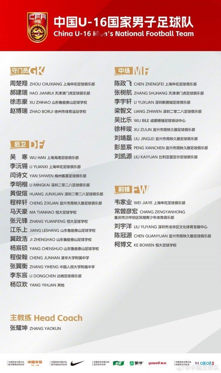 #U16国足U17海湾杯赛程#

U16国足即将出战U17海湾杯，由张耀坤挂帅的这支队伍赛程已经出炉，球队小组赛首战东道主卡塔尔队。

U16国足U17海湾杯赛程：
10月16日周五22:45 卡塔尔vs中国
10月20日周二01:00 中国vs阿曼
10月23日周五01:00 中国vs巴林
10月26日周一01:00 阿联酋vs中国 ​