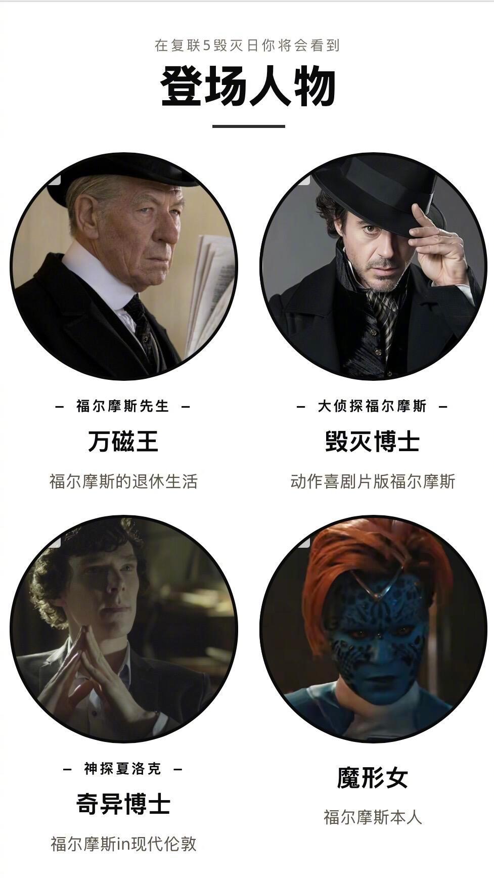 众所周知，《复仇者联盟5》集结了4位福尔摩斯！
#我在微博聊电影##复仇者联盟5# ​
