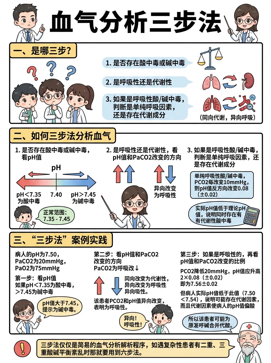 阿虎医考笔记📝｜血气分析三/六步法