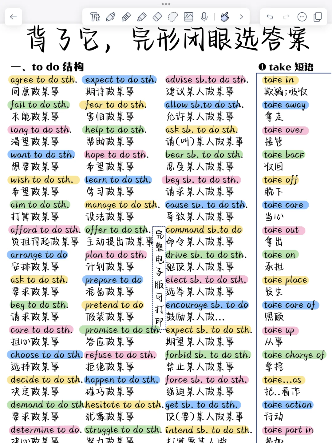 完形填空满分！背完闭眼选答案！英语稳上130+
