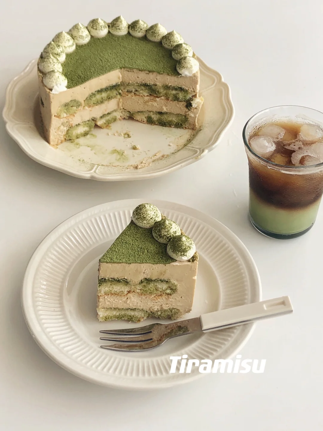 免烤箱夏日甜品⛱抹茶咖啡提拉米苏｜一次成功