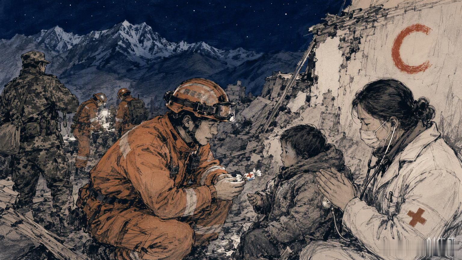 零下6℃的高原深夜，救援力量在巴青的寒风中跑出了一条生命通道。

5000多人紧急集结，不只是数字，更是从拉萨、那曲、昌都等多方向向震中挺进的决心。45名公安民辅警急行85公里，徒手刨挖废墟，成为首支抵达核心区的力量。这种“兵味”里的硬气，是灾难面前最稳的靠山。

更打动人的，是硬气背后的温 ​