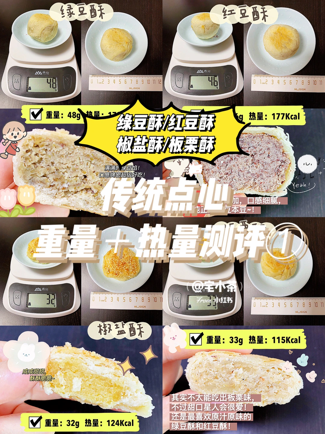 点心热量① 绿豆酥/红豆酥/椒盐酥/板栗酥