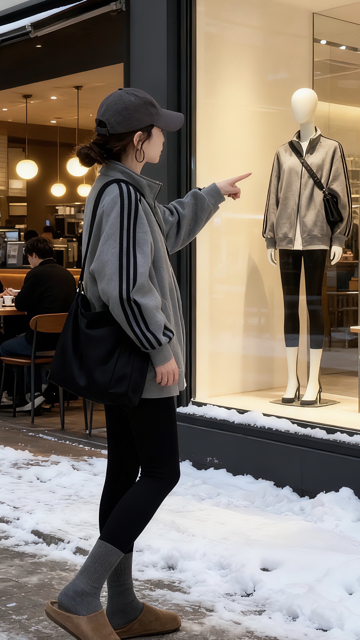 立领三条杠加绒加厚卫衣外套女2025冬季韩系流行时尚洋气保暖上衣