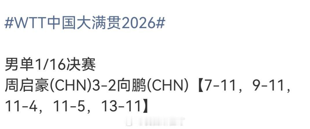 目前男乒除了王楚钦、林诗栋，排第三的就是周启豪这员老将，那些年轻队员呀，知耻而后勇吧！ ​